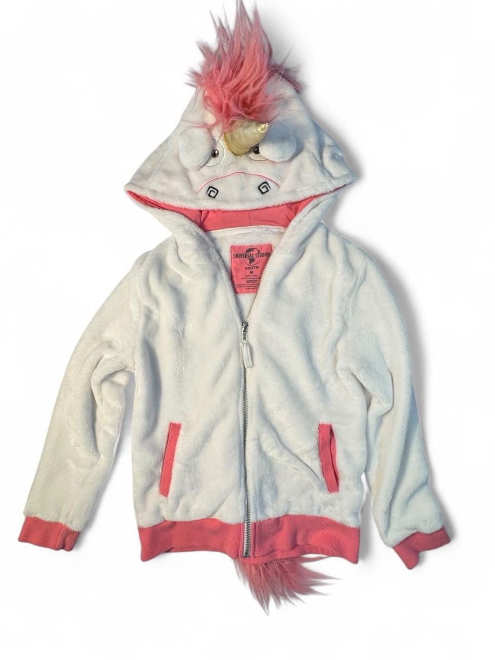 Universal Studios Despicable Me Fluffy Unicorn Zip Up Hoodie Youth Medium